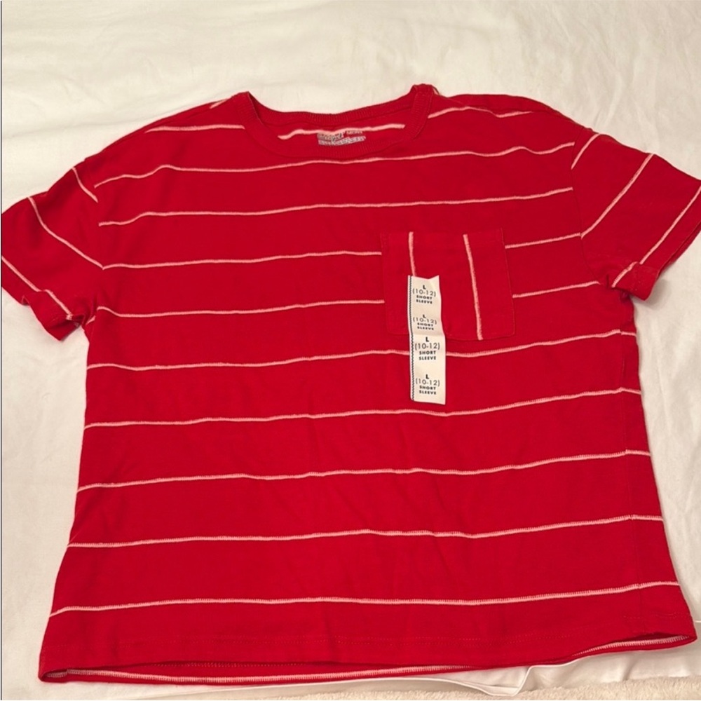 NWT Cat & Jack Red and White Striped Tee Size L (10/12)